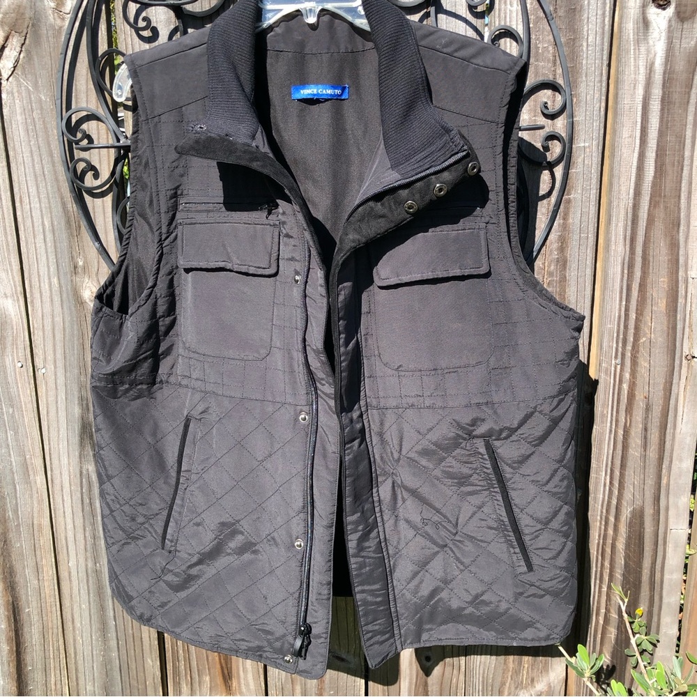 Vince Camuto Travel Vest Black puffer Zip up fall winter gear ! Quilted XL